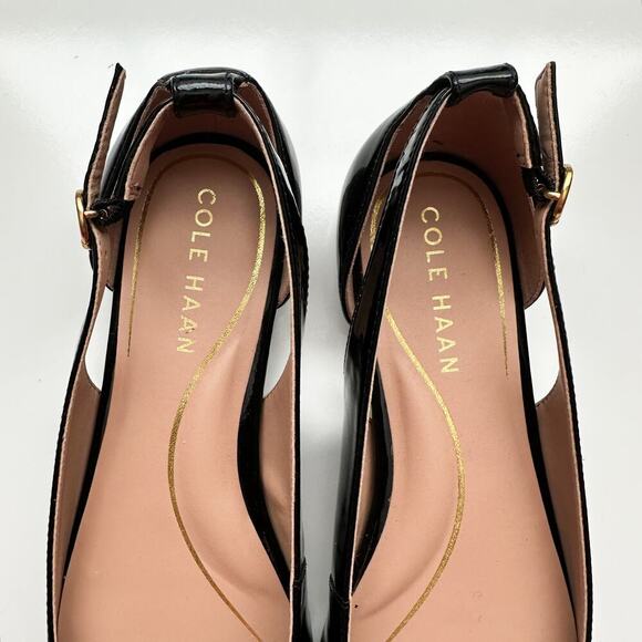 Cole Haan Bria Cutout Black Patent Leather Flats Size 7 Square Toe - Picture 5 of 13